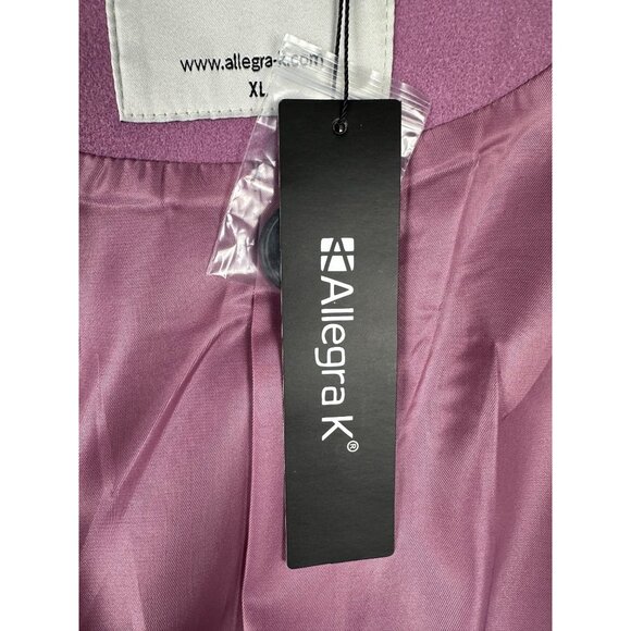 NEW Allegra K Women’s Pink Long Over Coat XL Button Front Jacket Preppy Career - Picture 7 of 11
